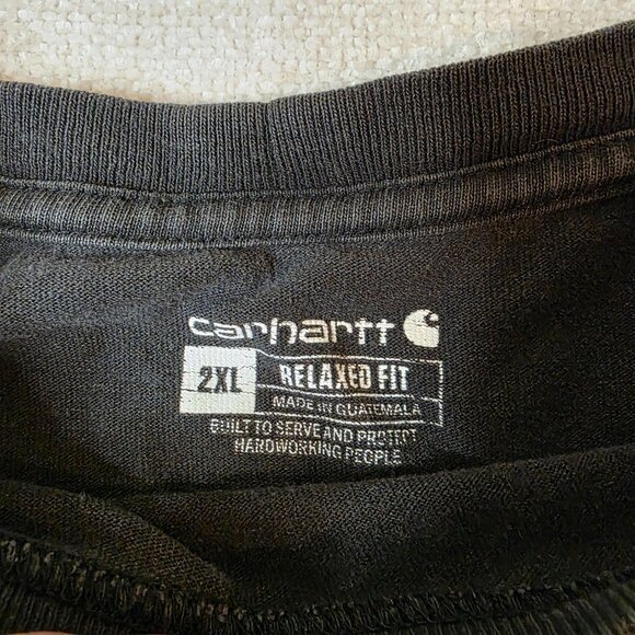 Carhartt T-Shirt Men’s 2XL Relaxed Fit Black Pocket Tee Graphic Back Logo 100% C - Picture 4 of 9